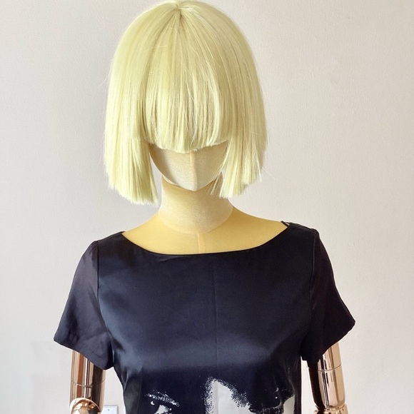 Zara Black Short Sleeves Graphic Dress SZ S - Picture 4 of 6